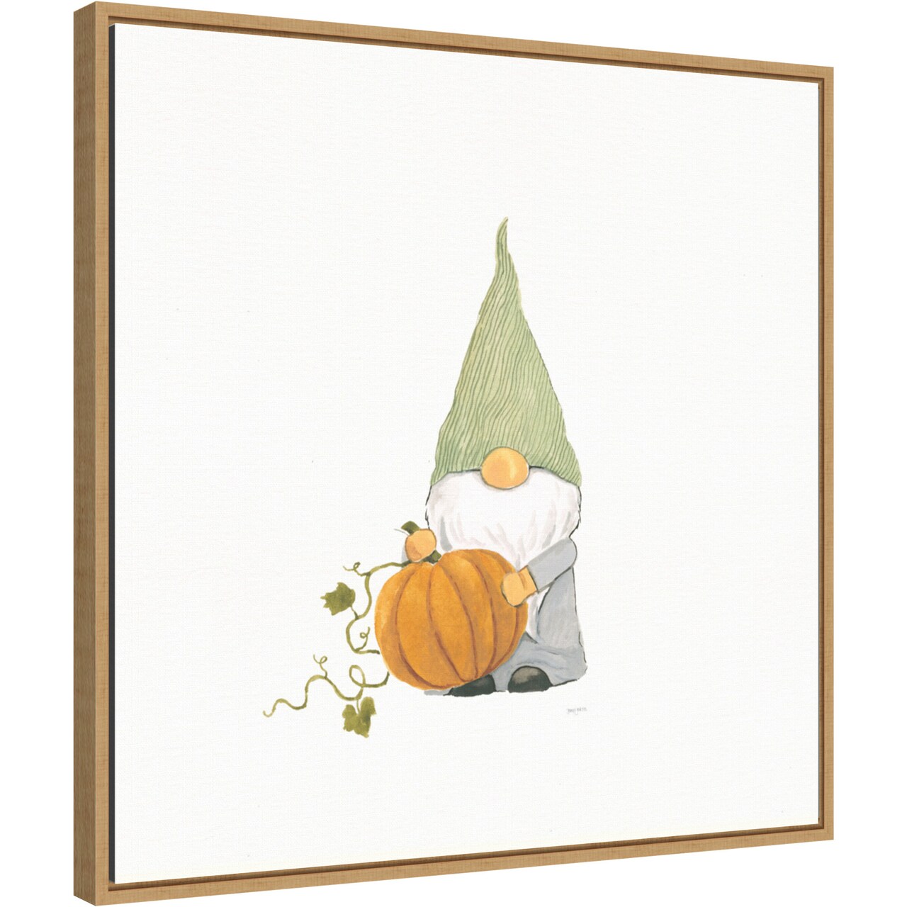Harvest Gnomes I by Jenaya Jackson 22-in. W x 22-in. H. Canvas Wall Art Print Framed in Natural